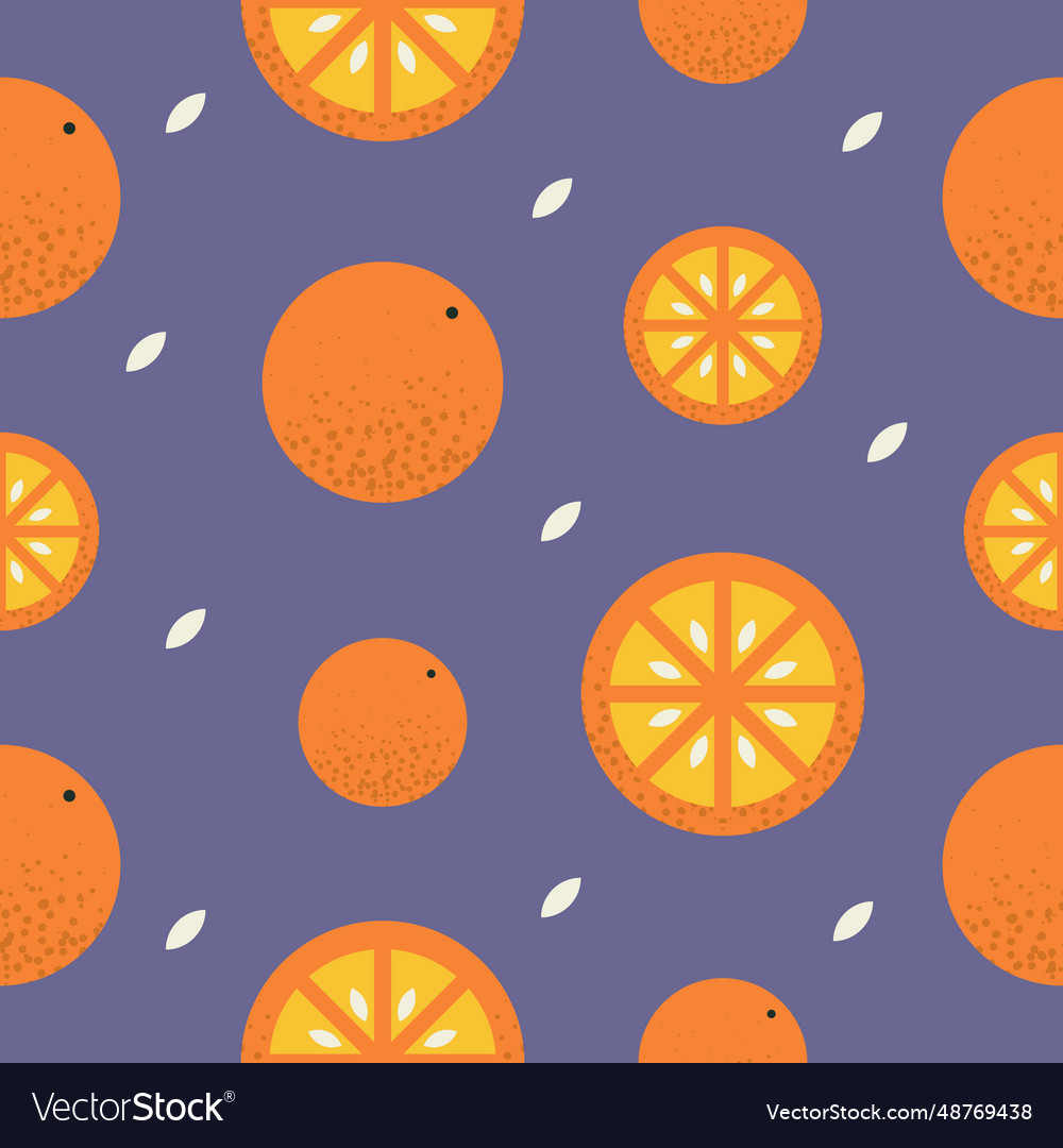 Seamless pattern with orange on backdrop Vector Image Seamless pattern with orange on backdrop