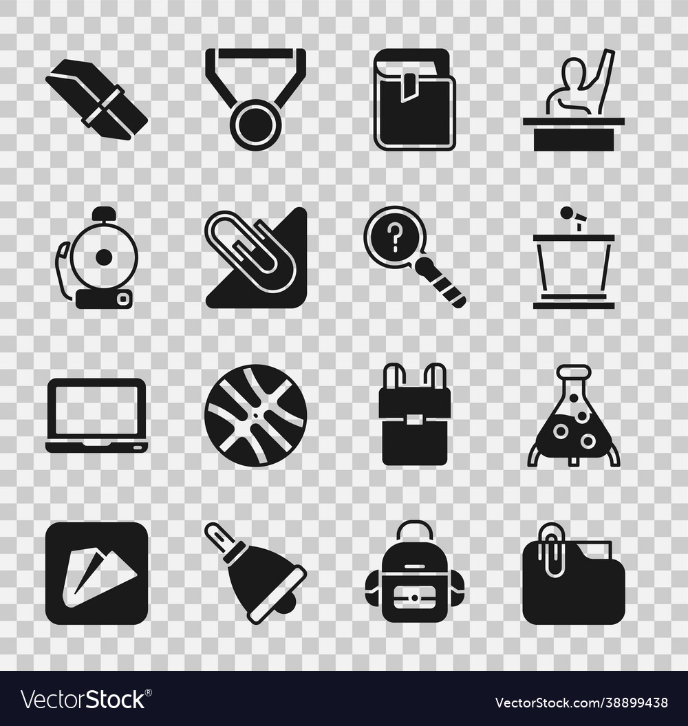 Set document folder with clip test tube and flask vector image Set document folder with clip test tube and flask