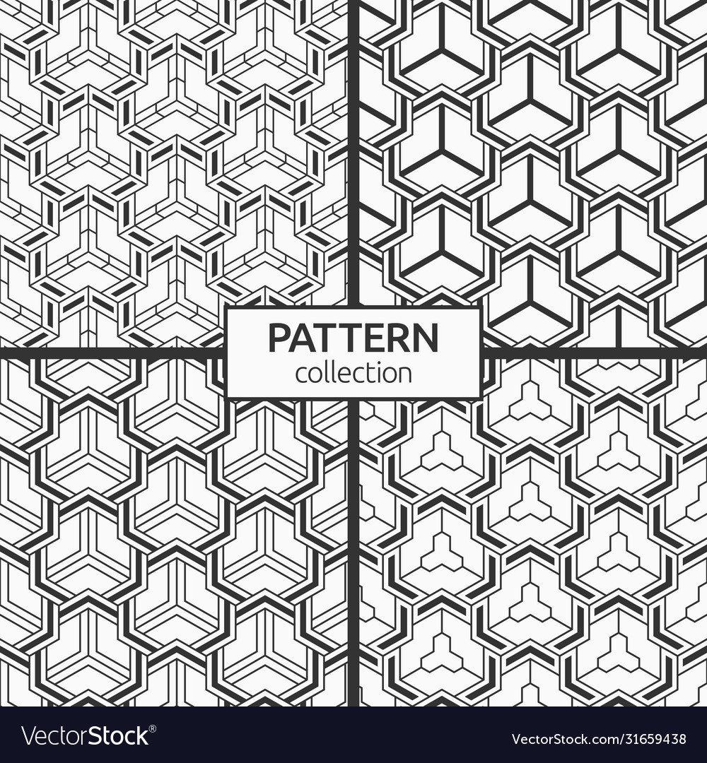 Set four seamless patterns abstract geometric vector image Set four seamless patterns abstract geometric