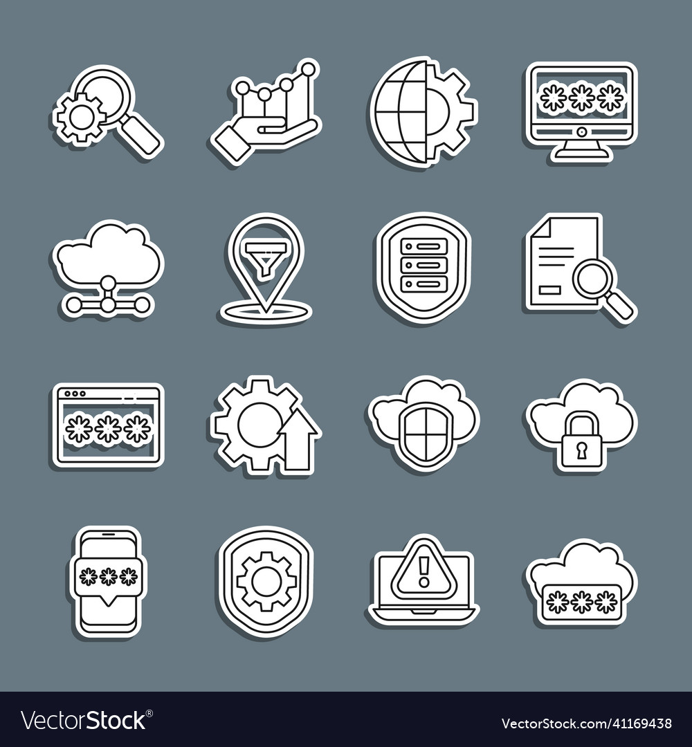 Set line password protection cloud computing lock vector image Set line password protection cloud computing lock