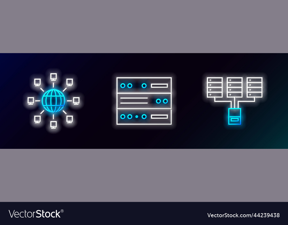 Set line server data web hosting social network vector image Set line server data web hosting social network