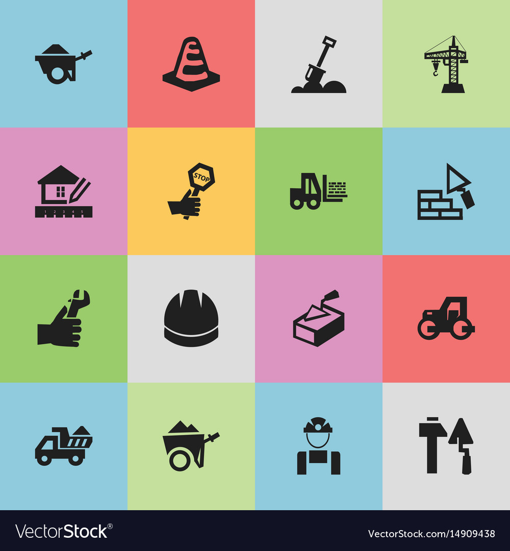 Set of 16 editable structure icons includes