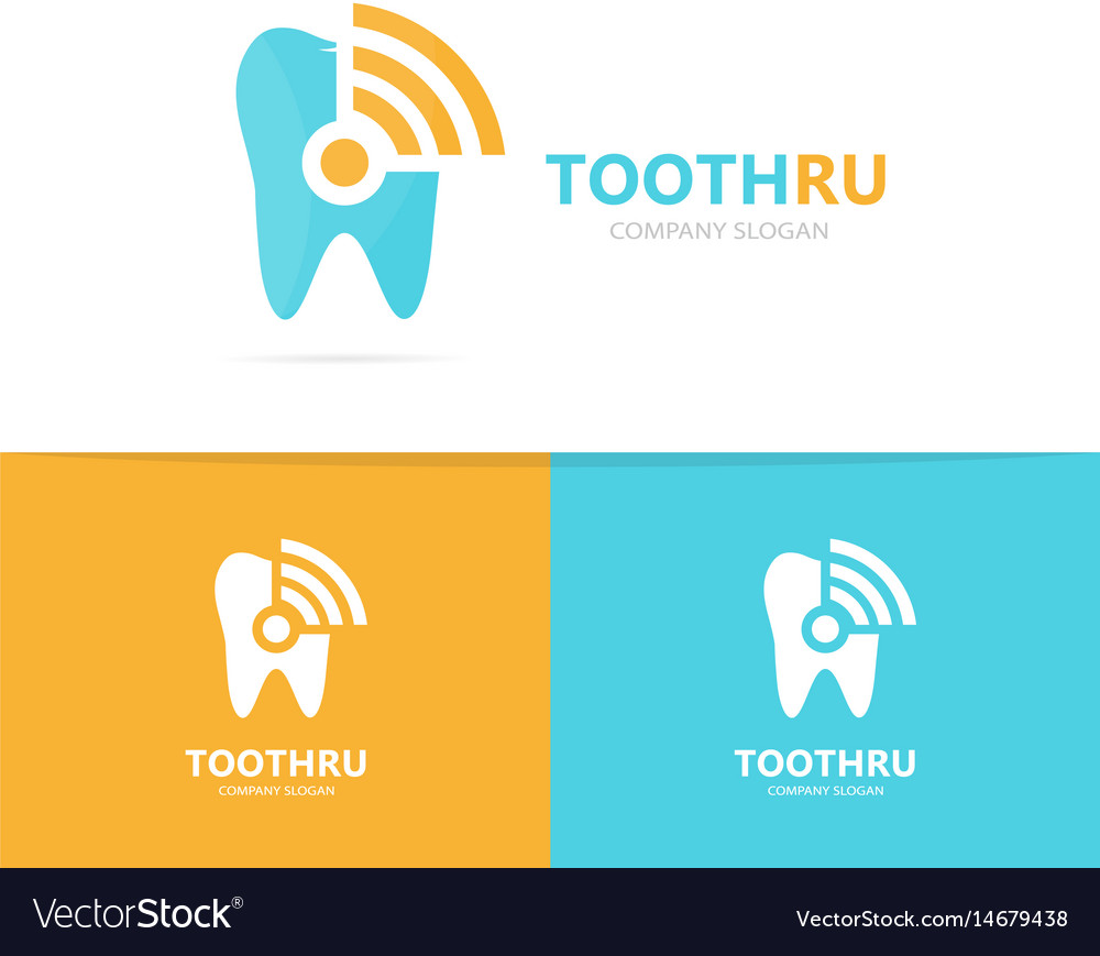 Tooth and wifi logo combination dental