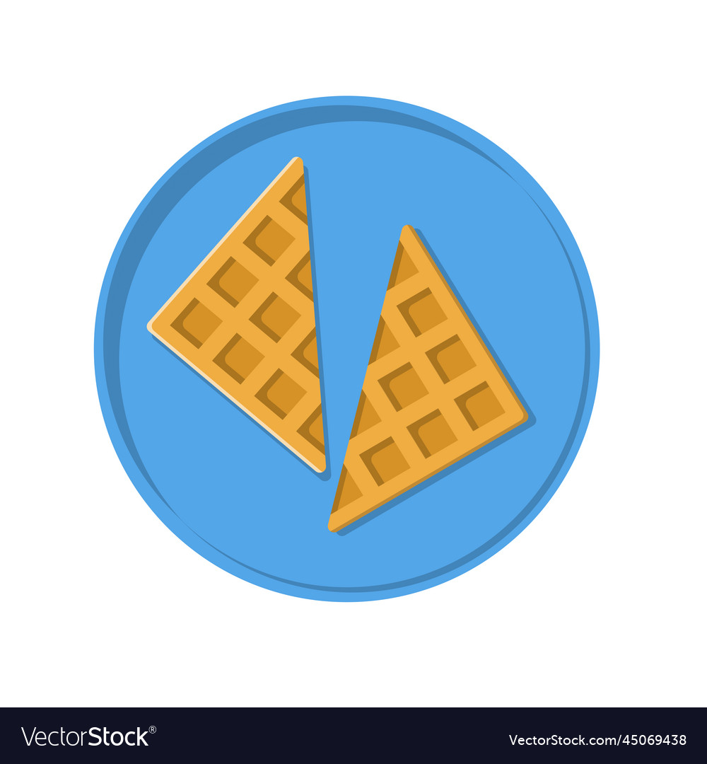 Waffle on plate flat clean icon design element Vector Image