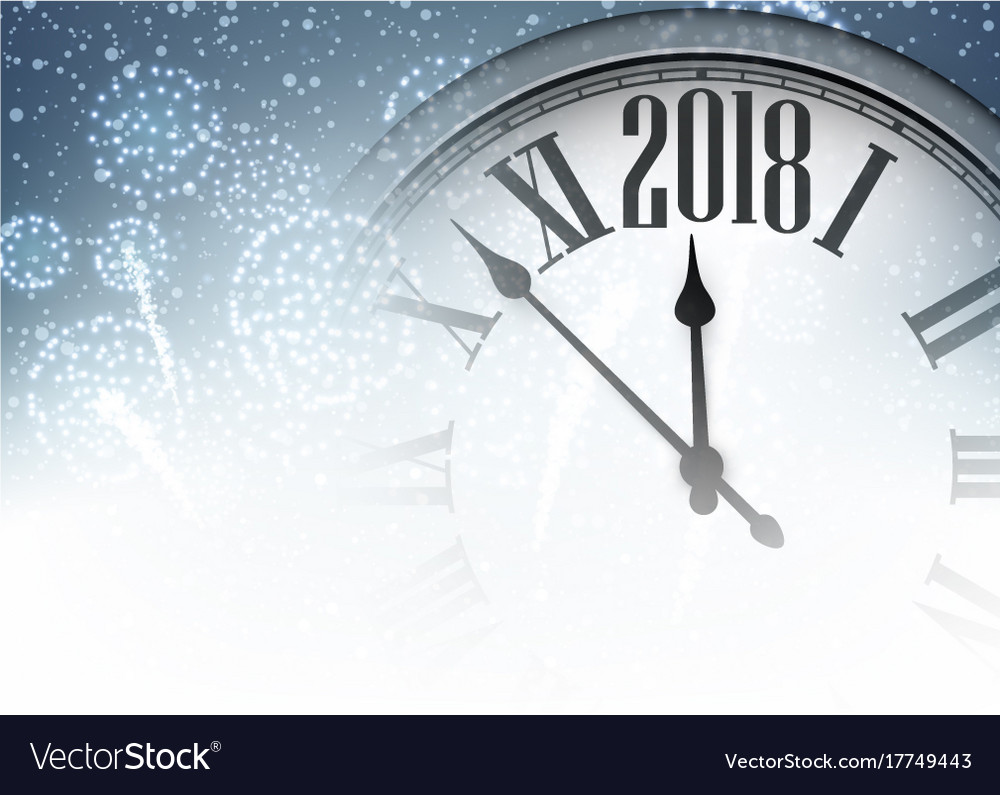 2018 new year background with clock