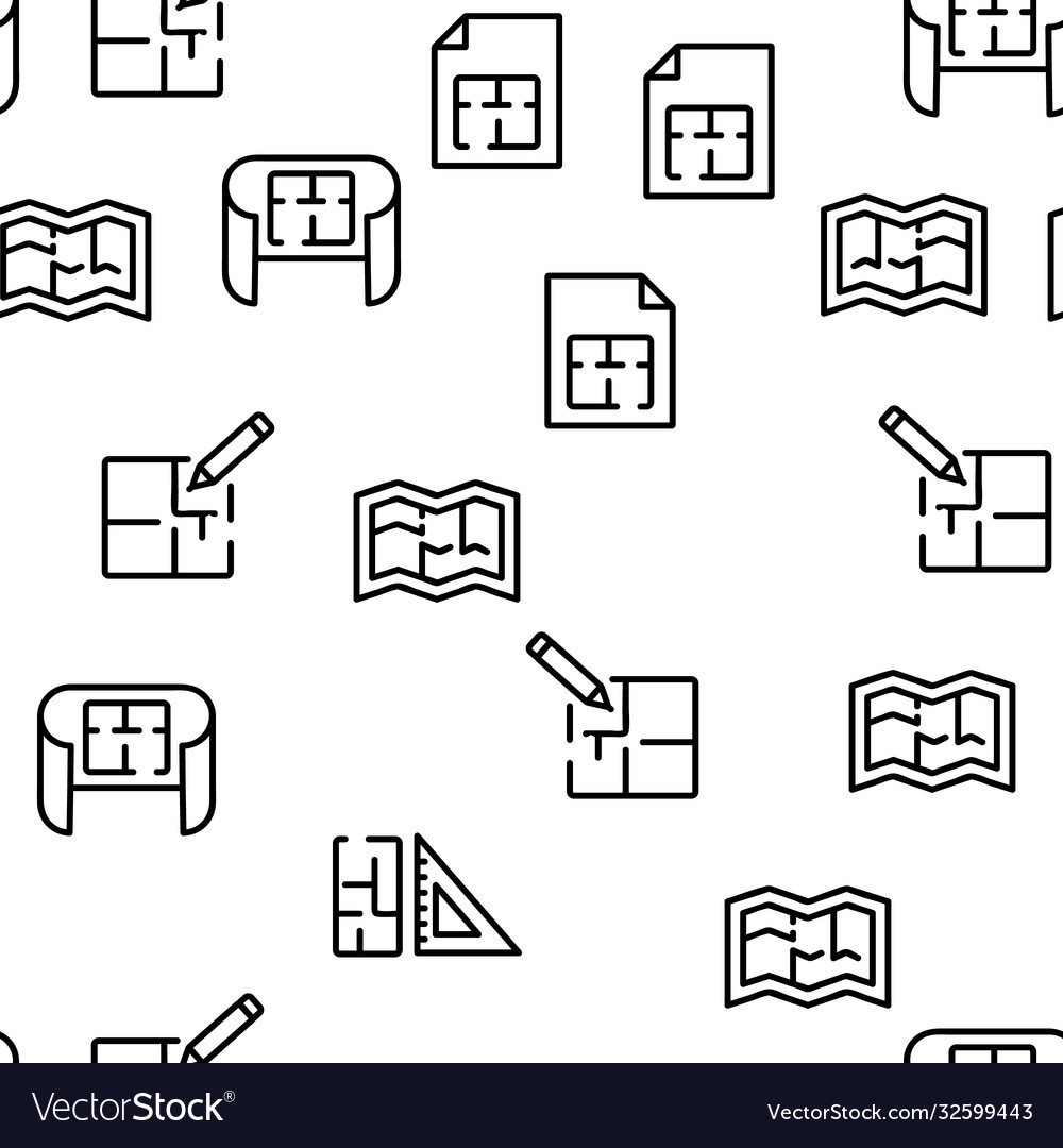 Blueprint architecture seamless pattern vector image Blueprint architecture seamless pattern