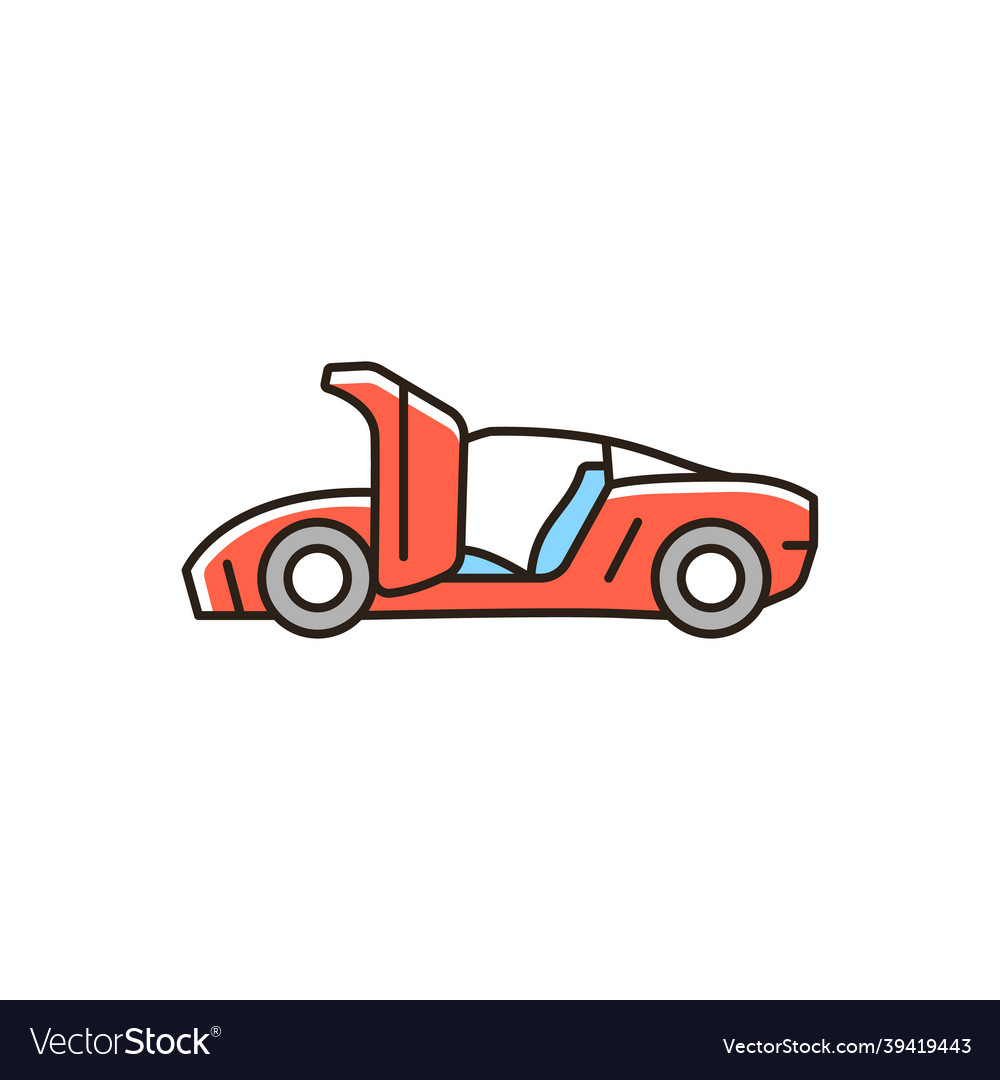 Car with synchro helix doors rgb color icon Vector Image