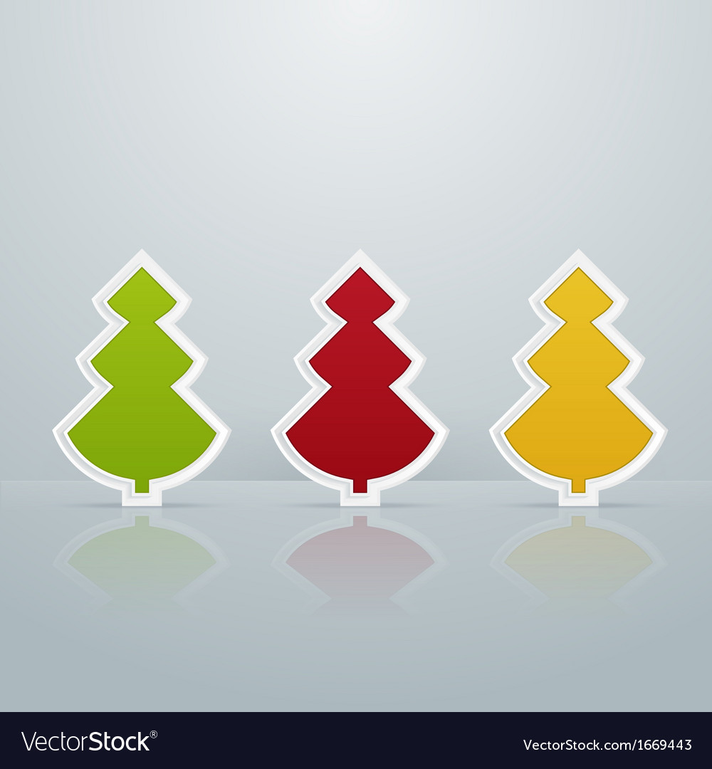 Colored fir-trees object set of three
