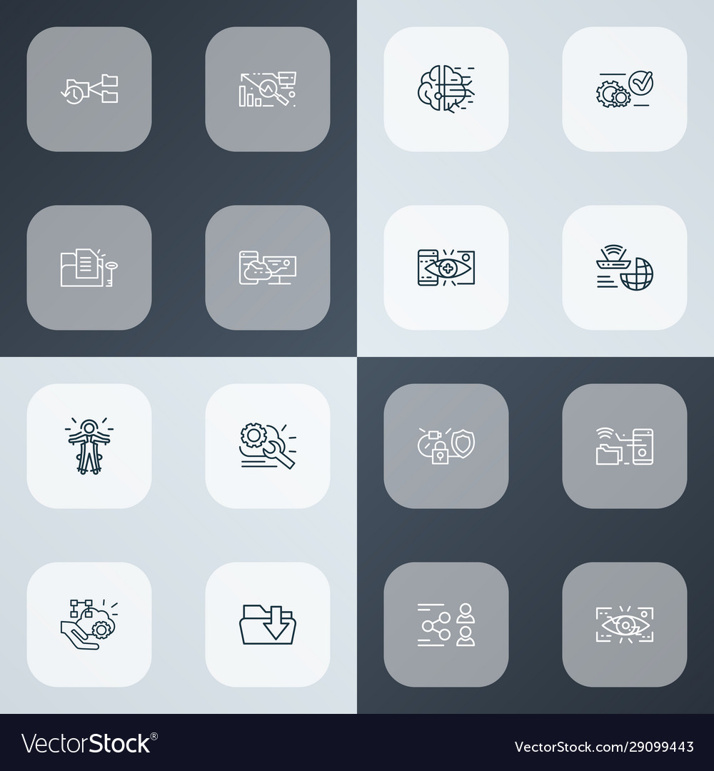 Connection icons line style set with eyetap