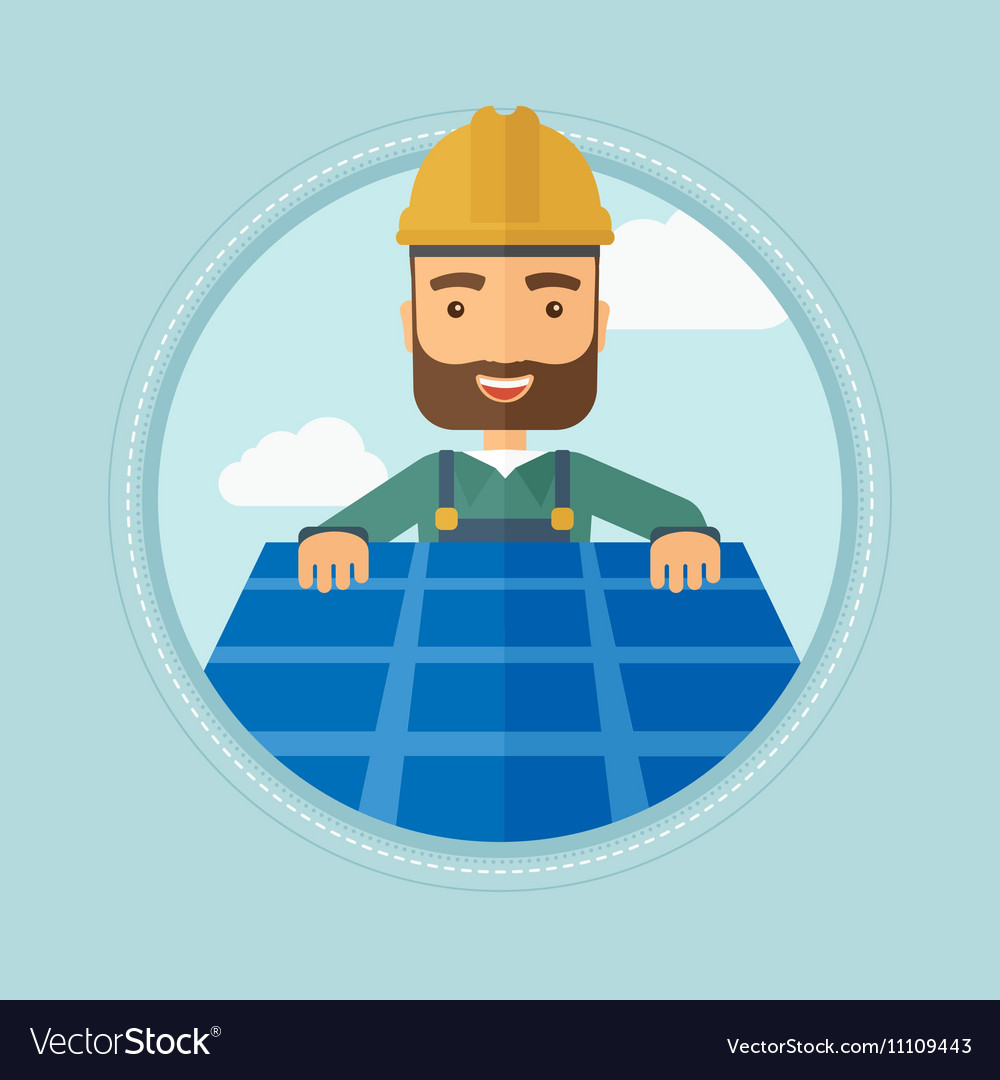 Constructor installing solar panel