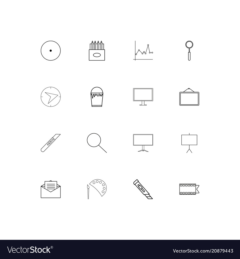 Creative process and design linear thin icons set