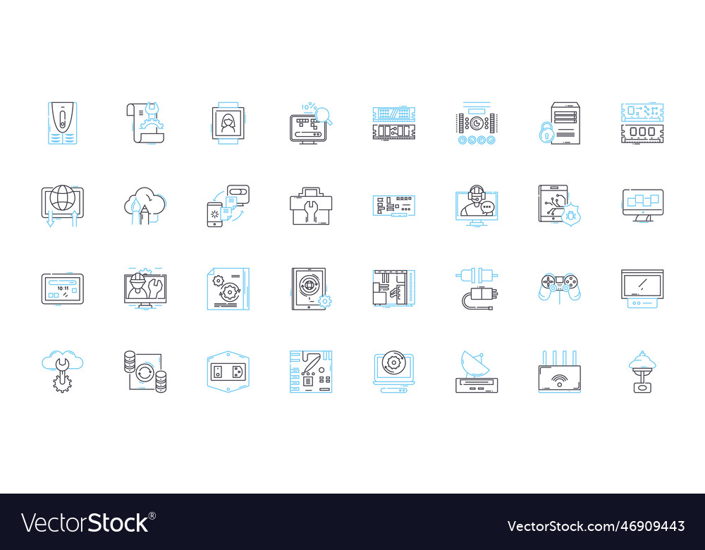 Elektronische Geräte Linear Icons Set Verstärker