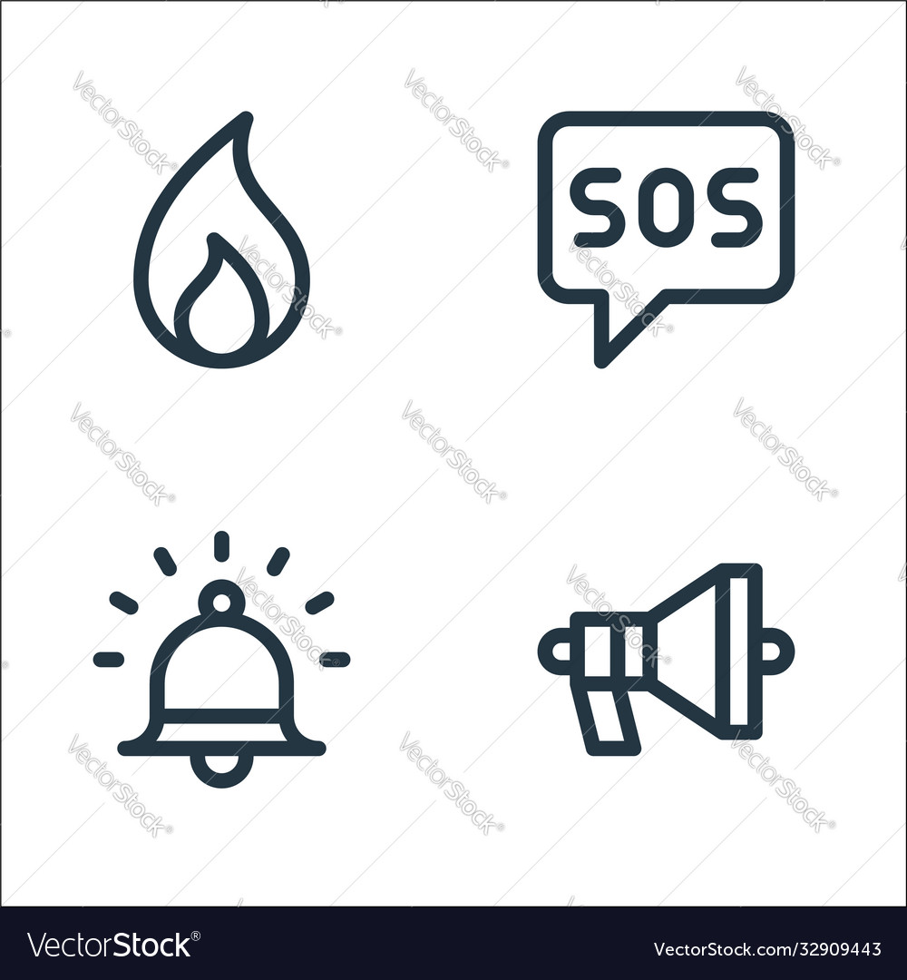 Emergencies line icons linear set quality