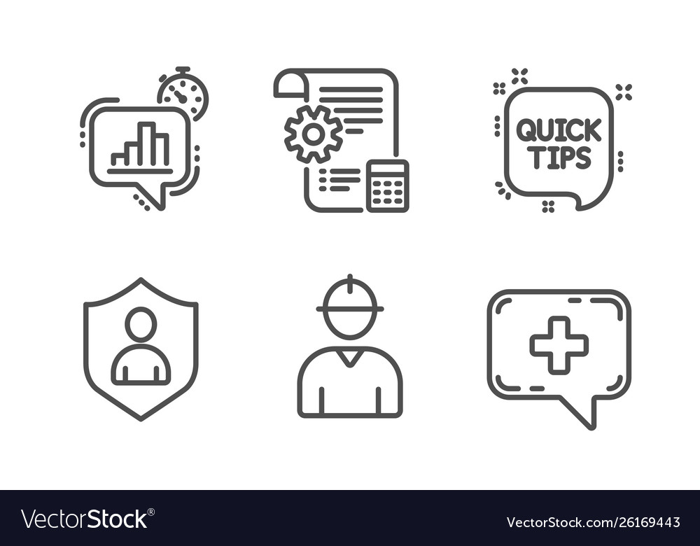 Engineer security and settings blueprint icons vector image Engineer security and settings blueprint icons