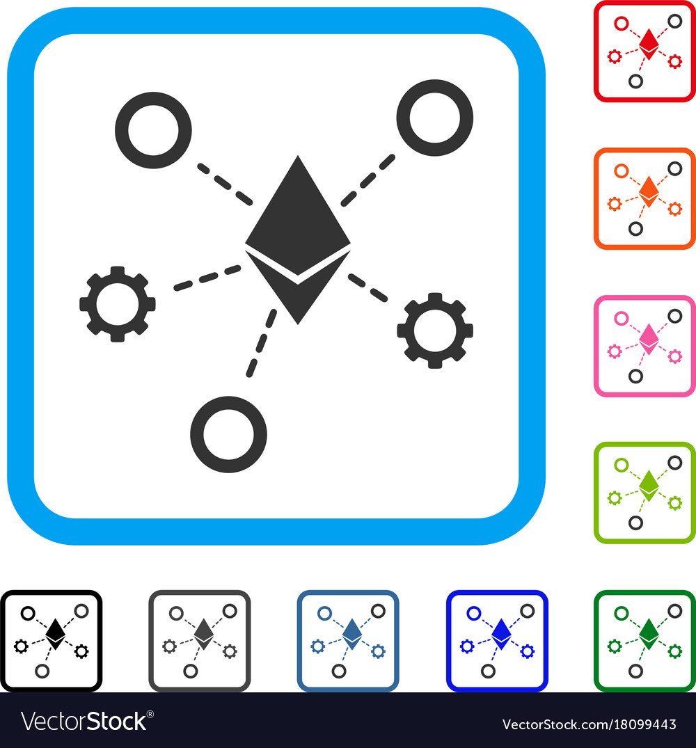Ethereum network nodes framed icon
