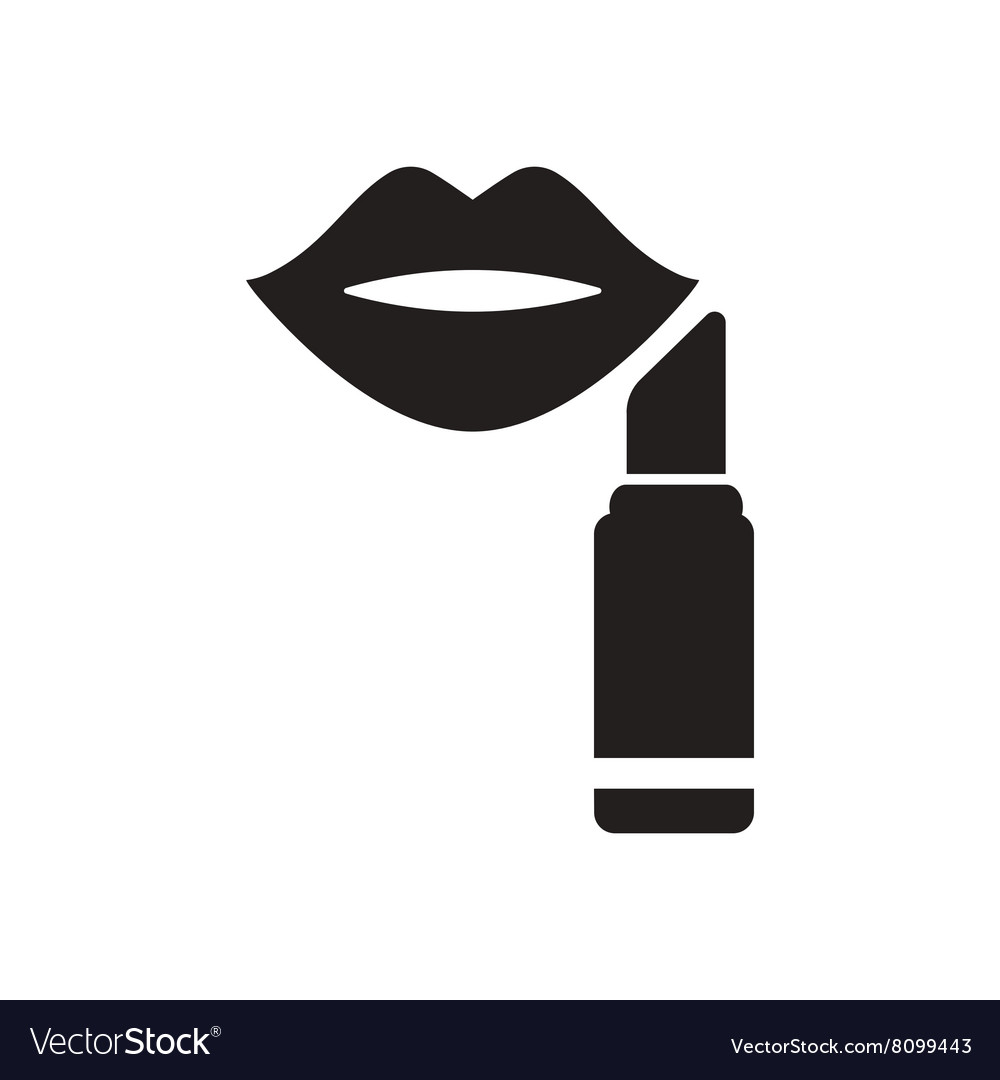 Flat Icon In Black And White Lipstick Lips Vector Image 6074