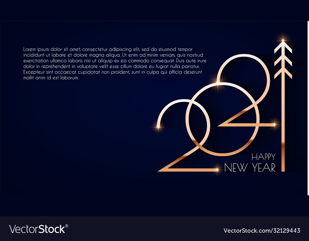 Happy new 2021 year elegant gold text with light Vector Image