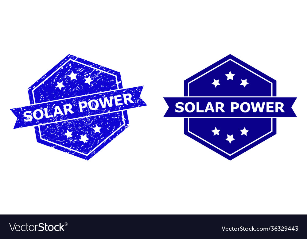 Hexagonal solar power stamp with unclean style Vector Image Hexagonal solar power stamp with unclean style