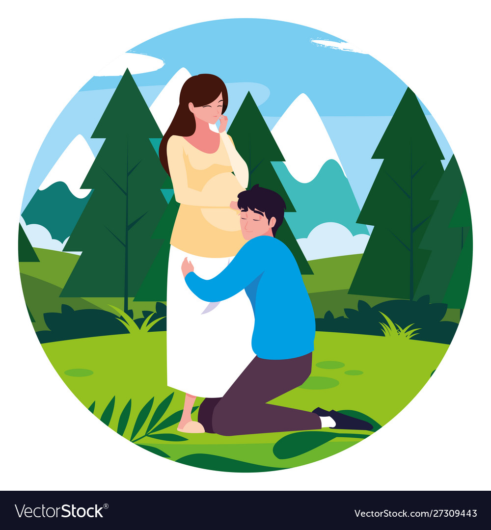 Isolated pregnant woman and man design