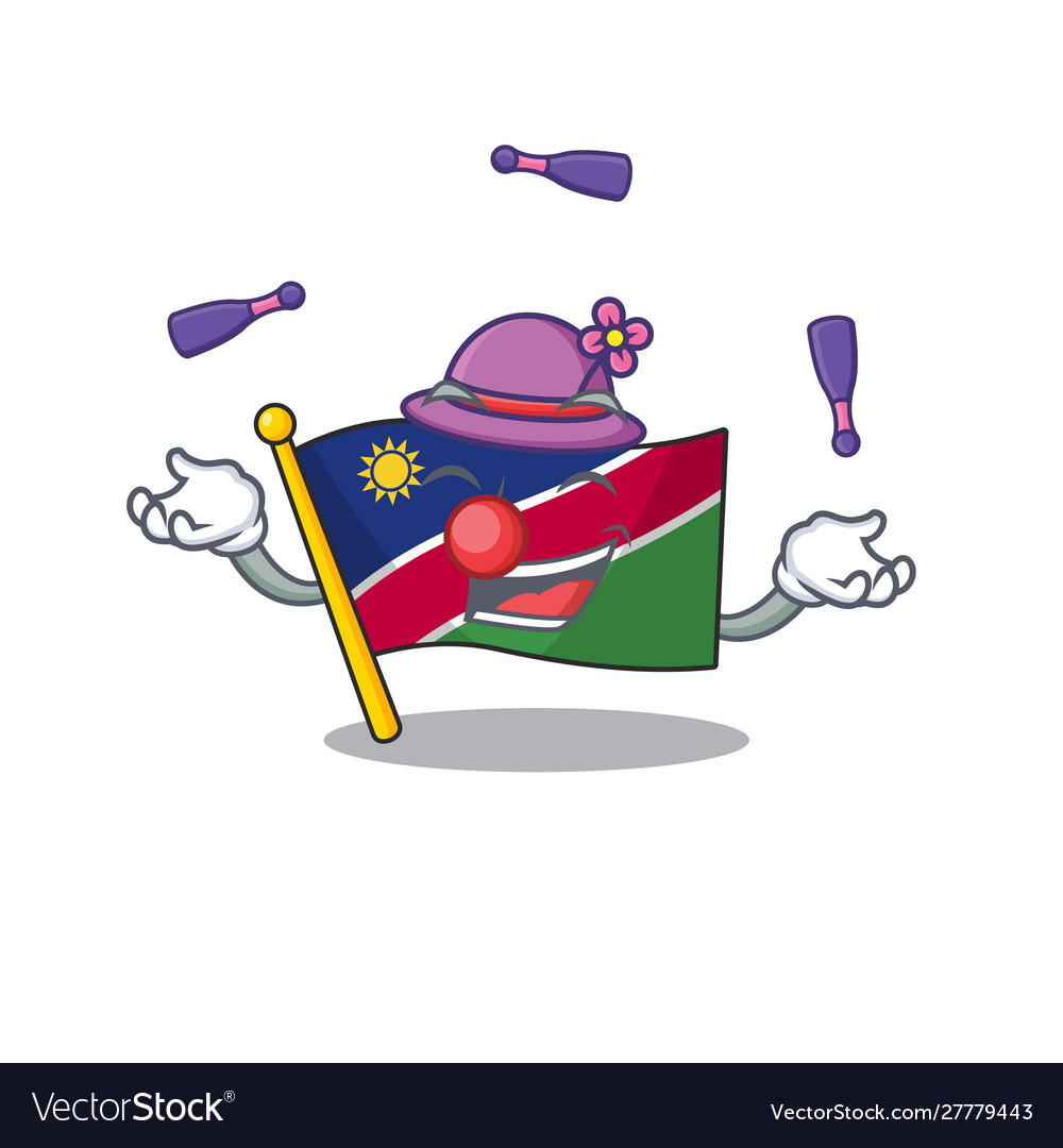 Juggling flag namibia isolated in character