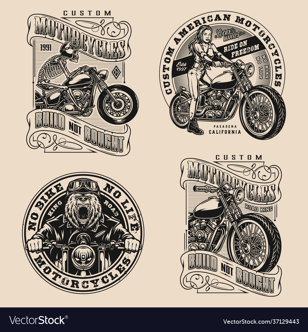 Motorcycle vintage designs composition Royalty Free Vector