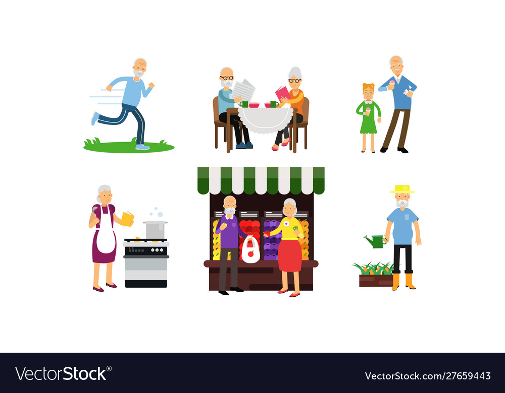 Pensioners daily activity in different actions