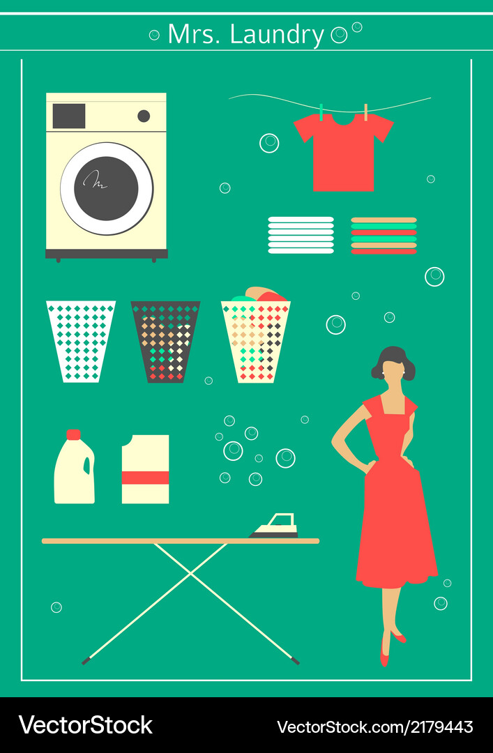 Retro laundry set Royalty Free Vector Image - VectorStock