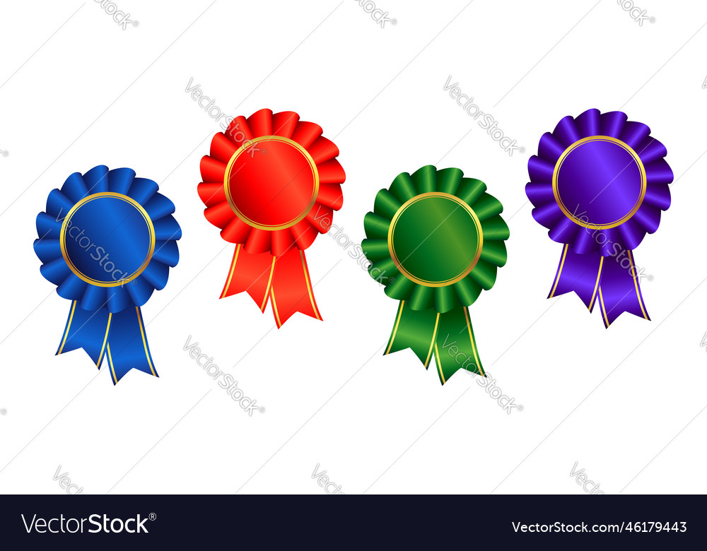 Ribbon award pennants with gold accents set Vector Image