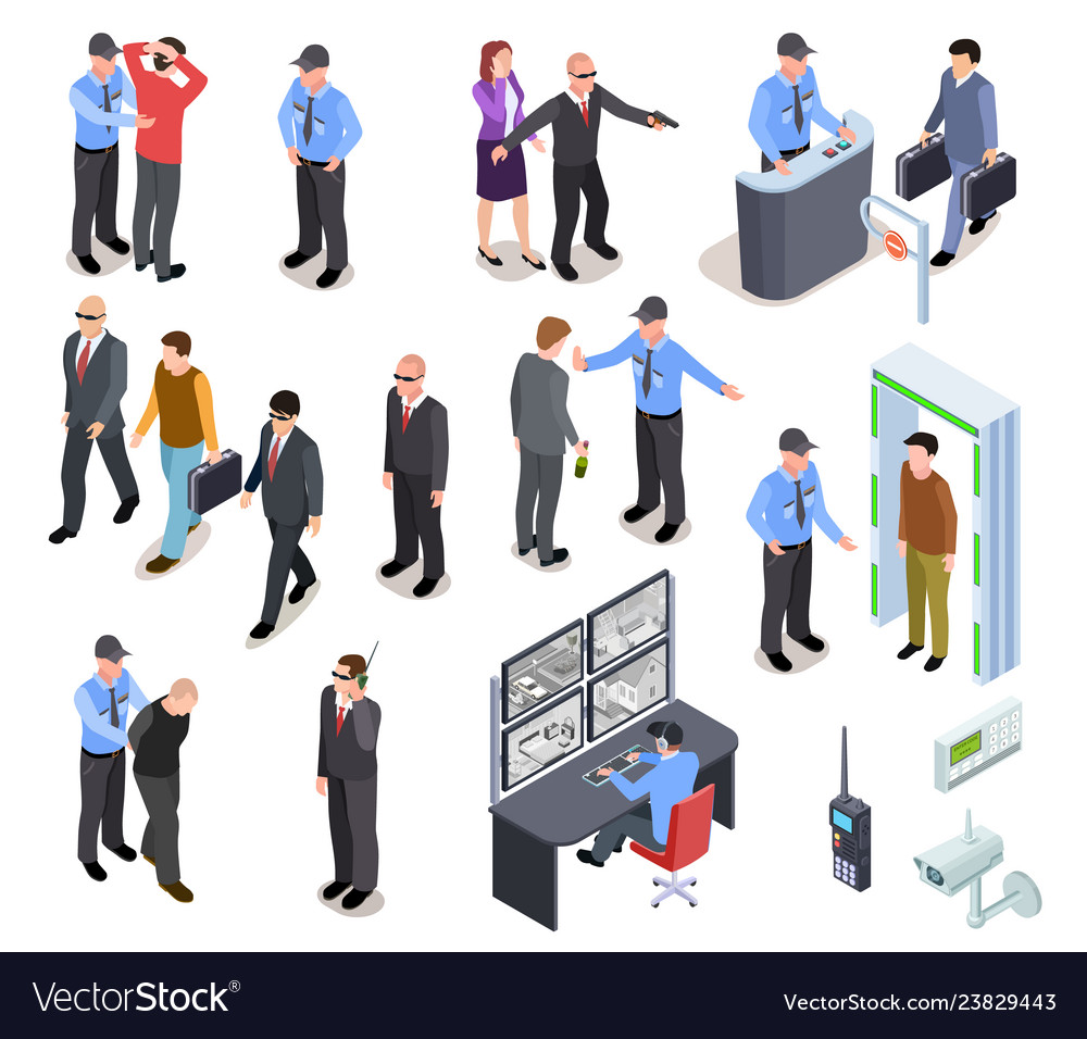 Security system isometric concept secure police Vector Image