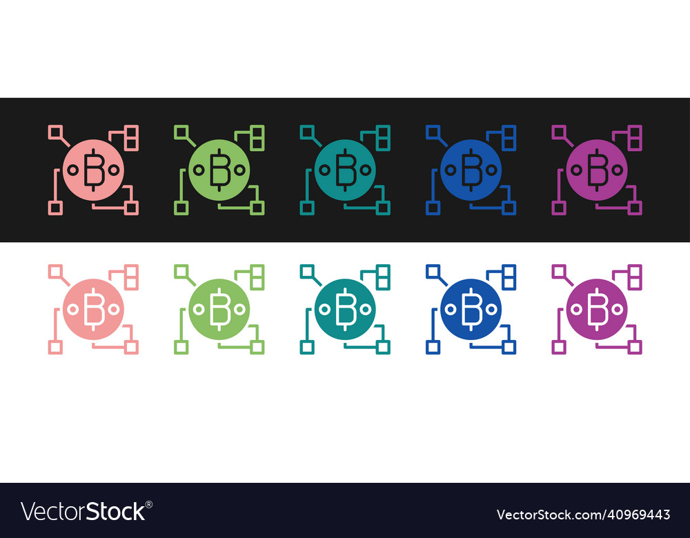 Set blockchain technology bitcoin icon isolated vector image Set blockchain technology bitcoin icon isolated