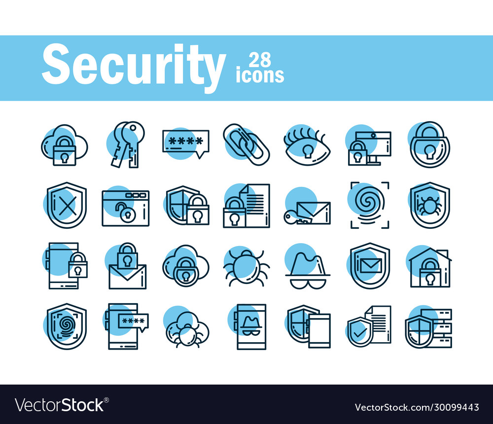 Set icons security line style icon