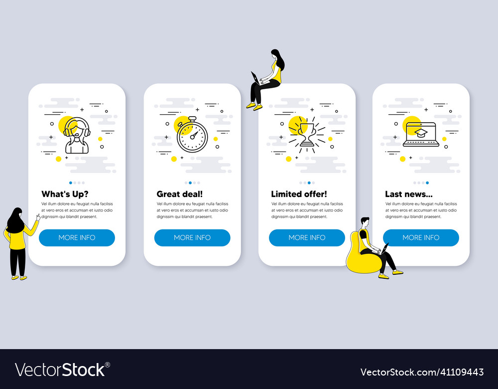 Set of line icons such as timer support trophy Vector Image Set of line icons such as timer support trophy