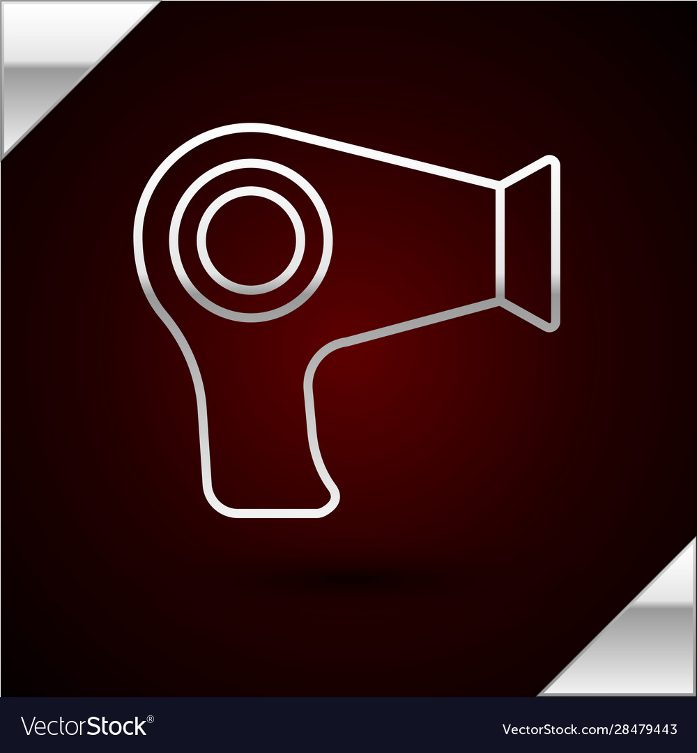 Silver Line Hair Dryer Icon Isolated On Dark Red Vector Image