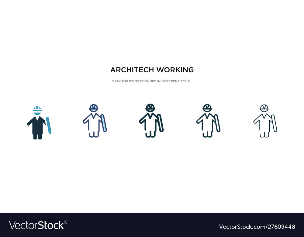 Architech working icon in different style two