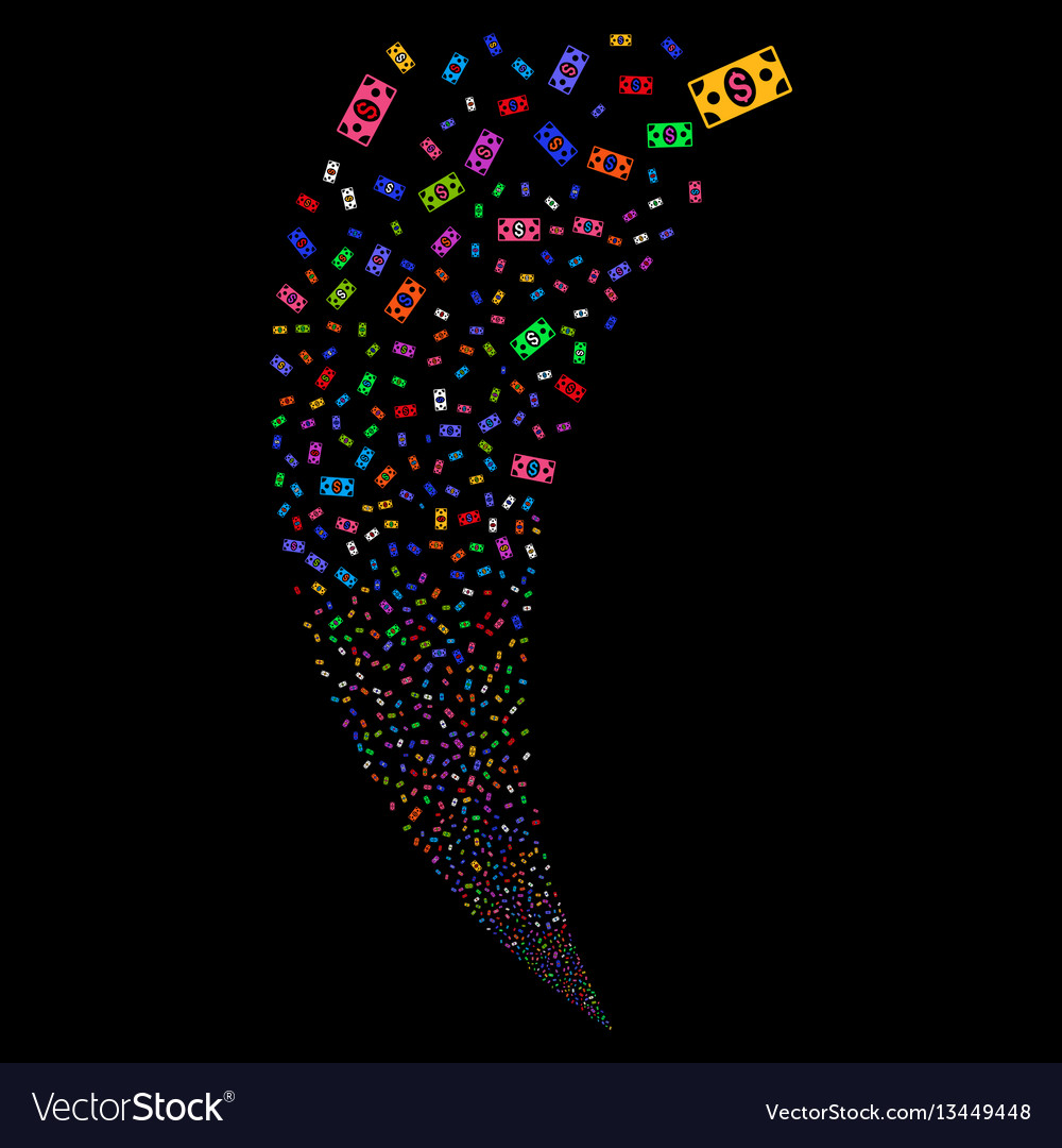 Banknote random stream vector image Banknote random stream