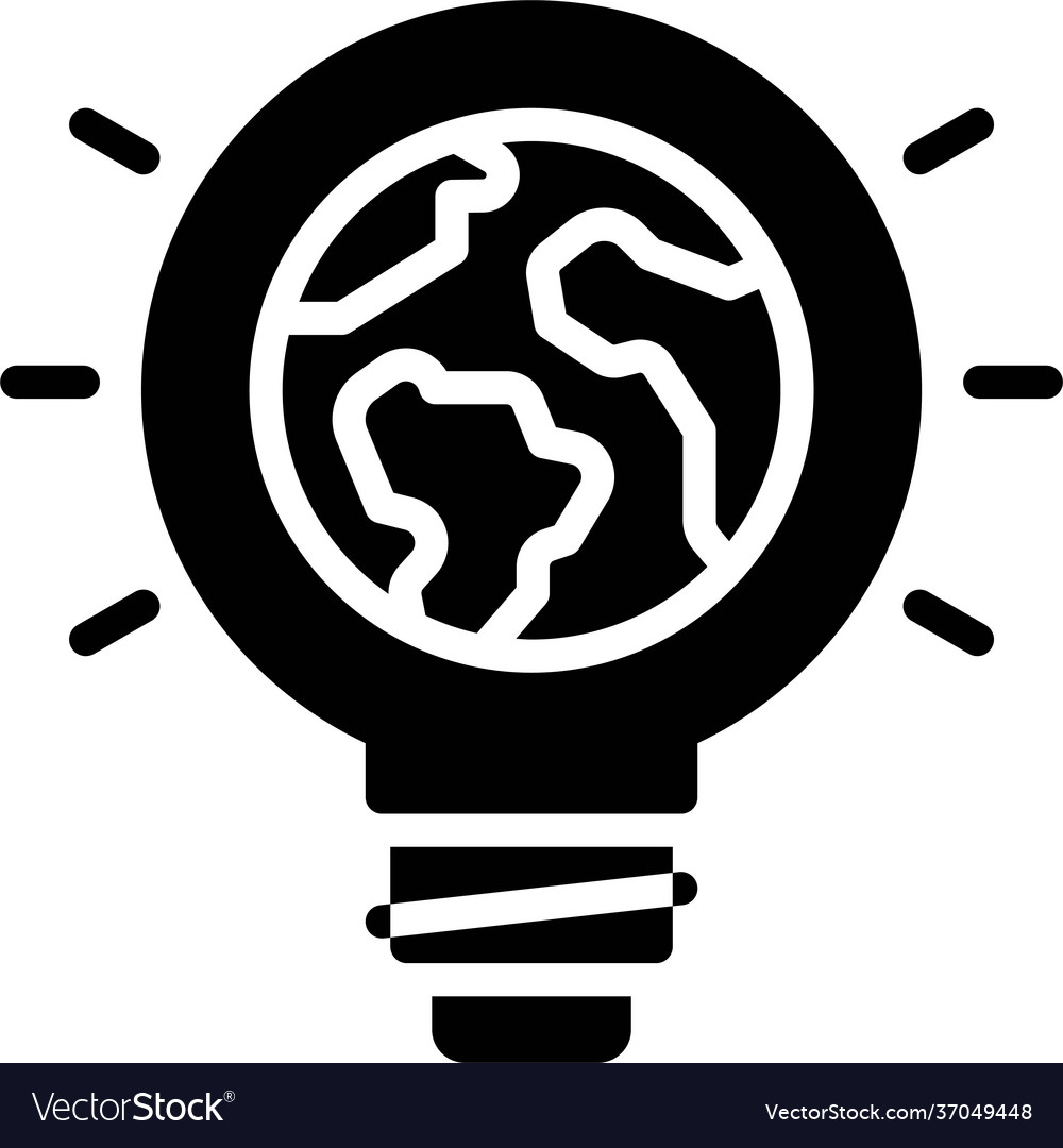 Earth inside light bulb icon day related