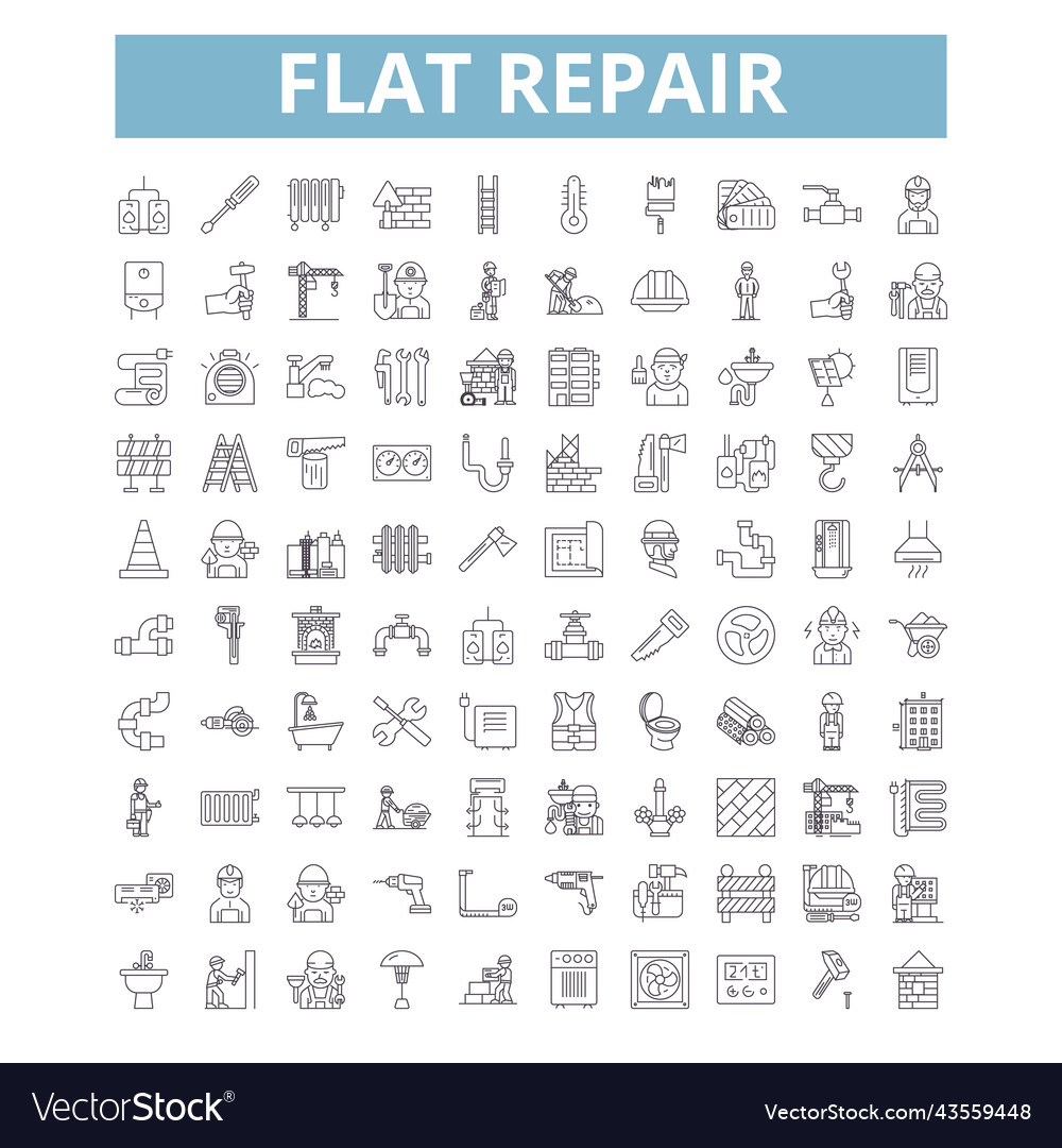 Flat repair icons line symbols web signs