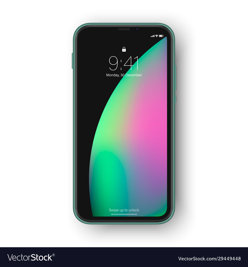 Frameless smartphone lock screen with interface vector image Frameless smartphone lock screen with interface
