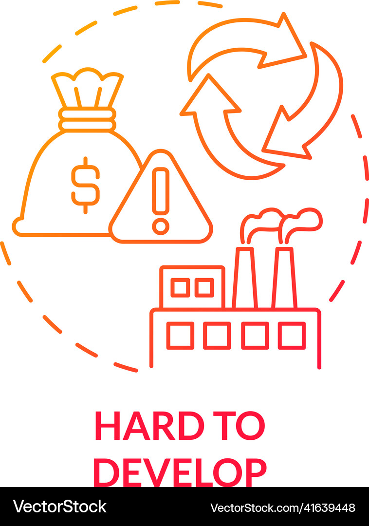 Hard to develop red gradient concept icon Vector Image