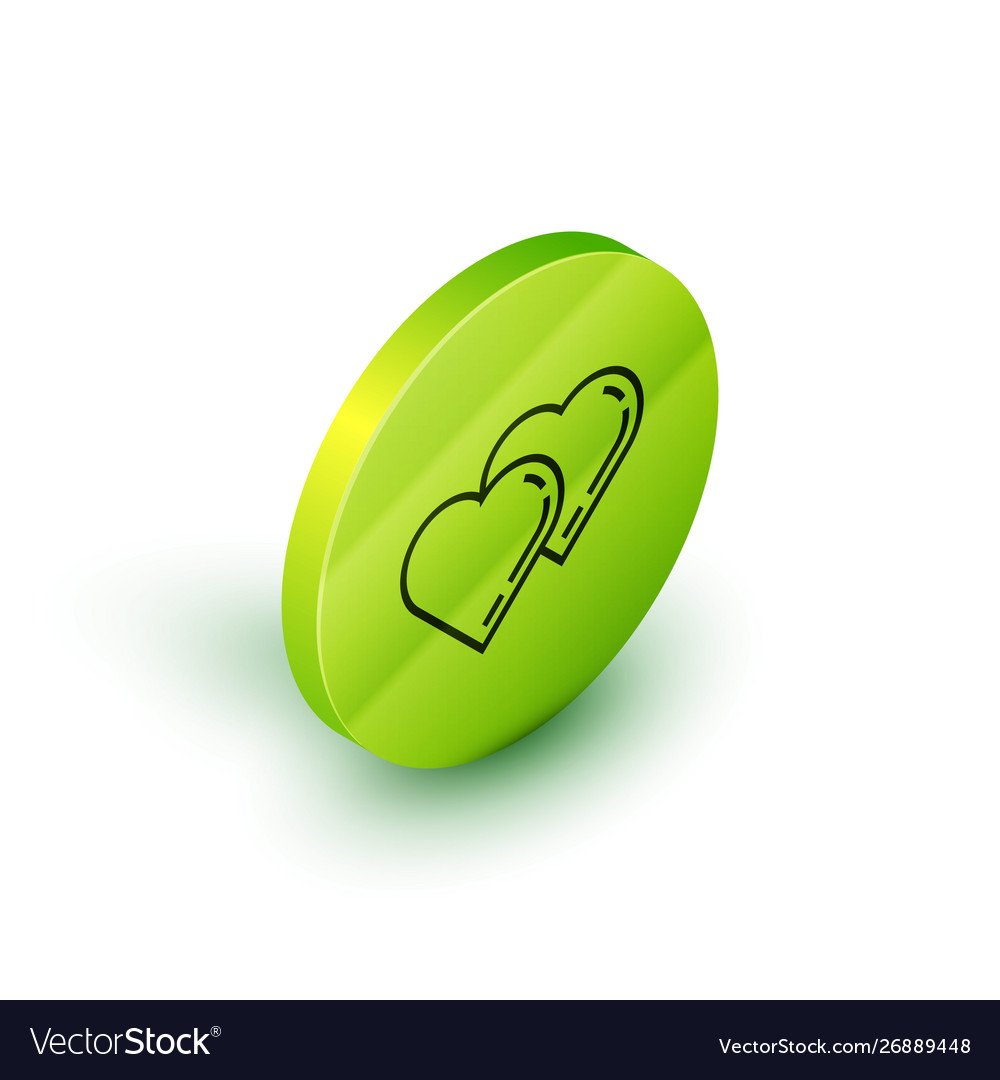 Isometric line two linked hearts icon isolated vector image Isometric line two linked hearts icon isolated