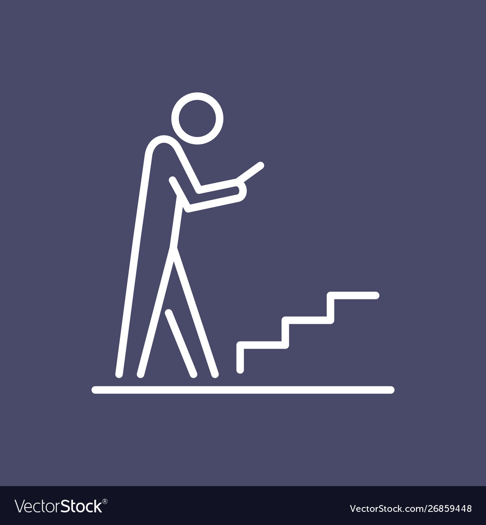 Man using smartphone on stairs icon ui people