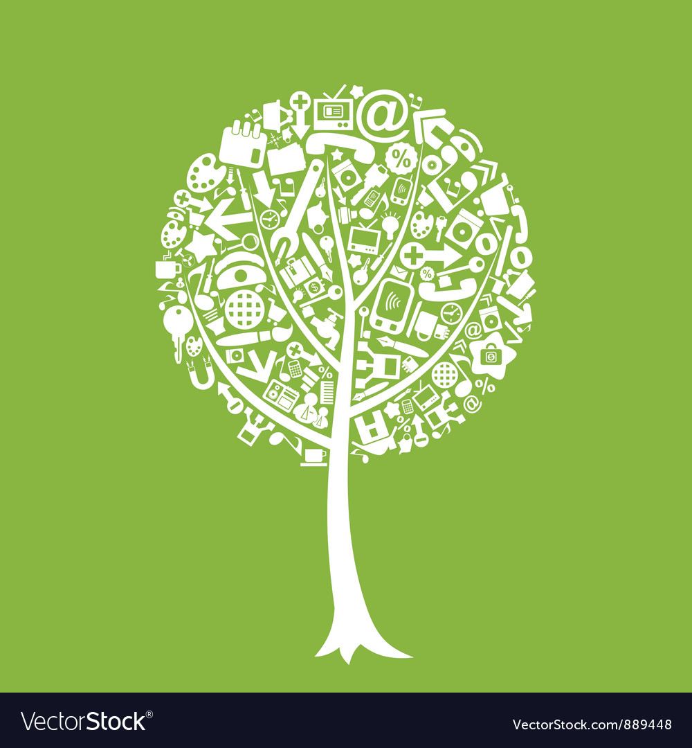 Community tree. Office tree vector.