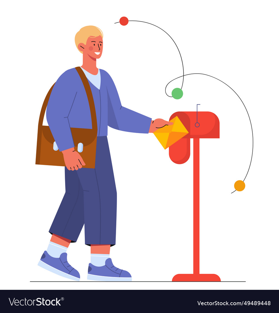 Postman with envelope concept vector image Postman with envelope concept