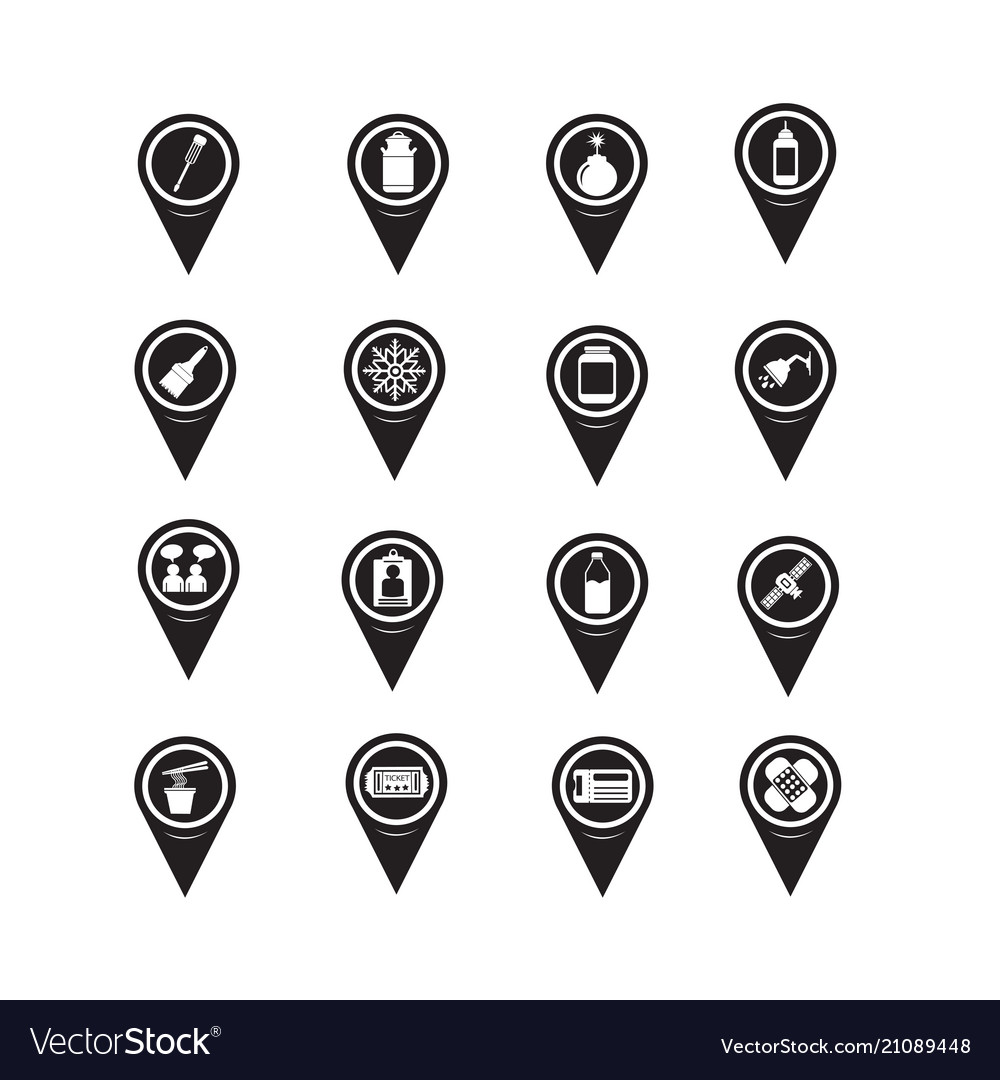 Set of map pointer icons for website vector image Set of map pointer icons for website