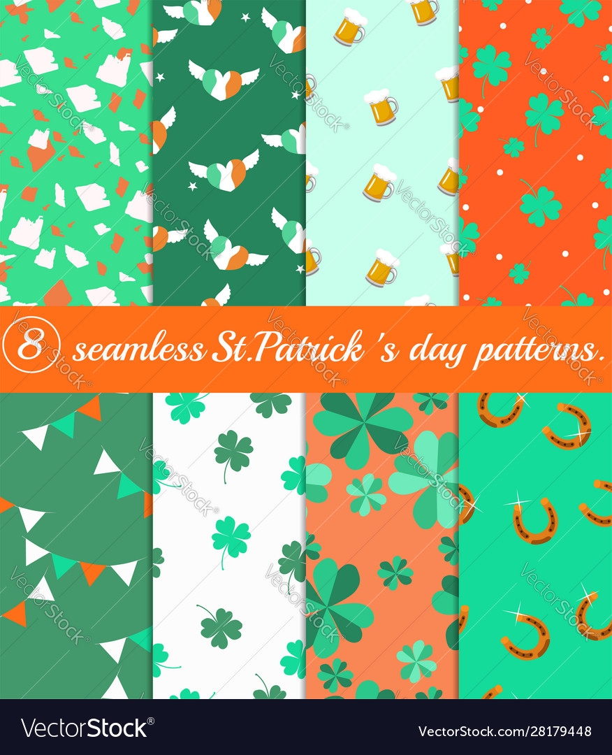 Set st patrick s seamless textures graphics