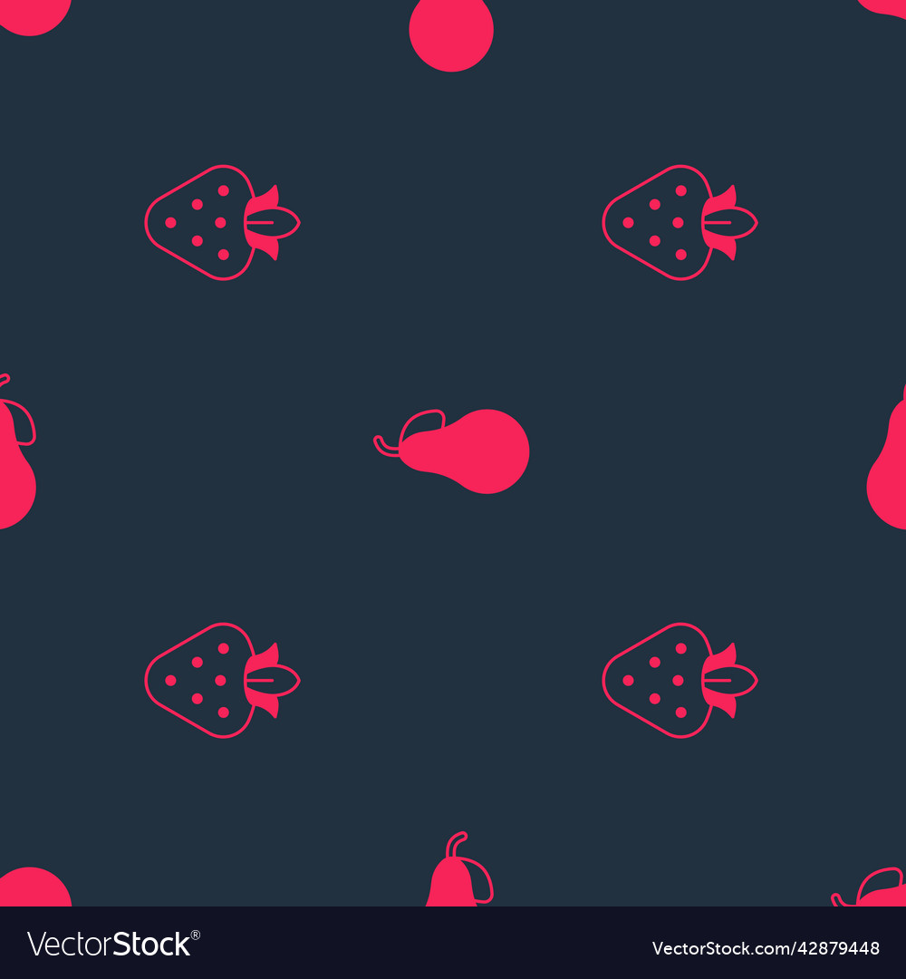 Set strawberry and pear on seamless pattern Vector Image Set strawberry and pear on seamless pattern