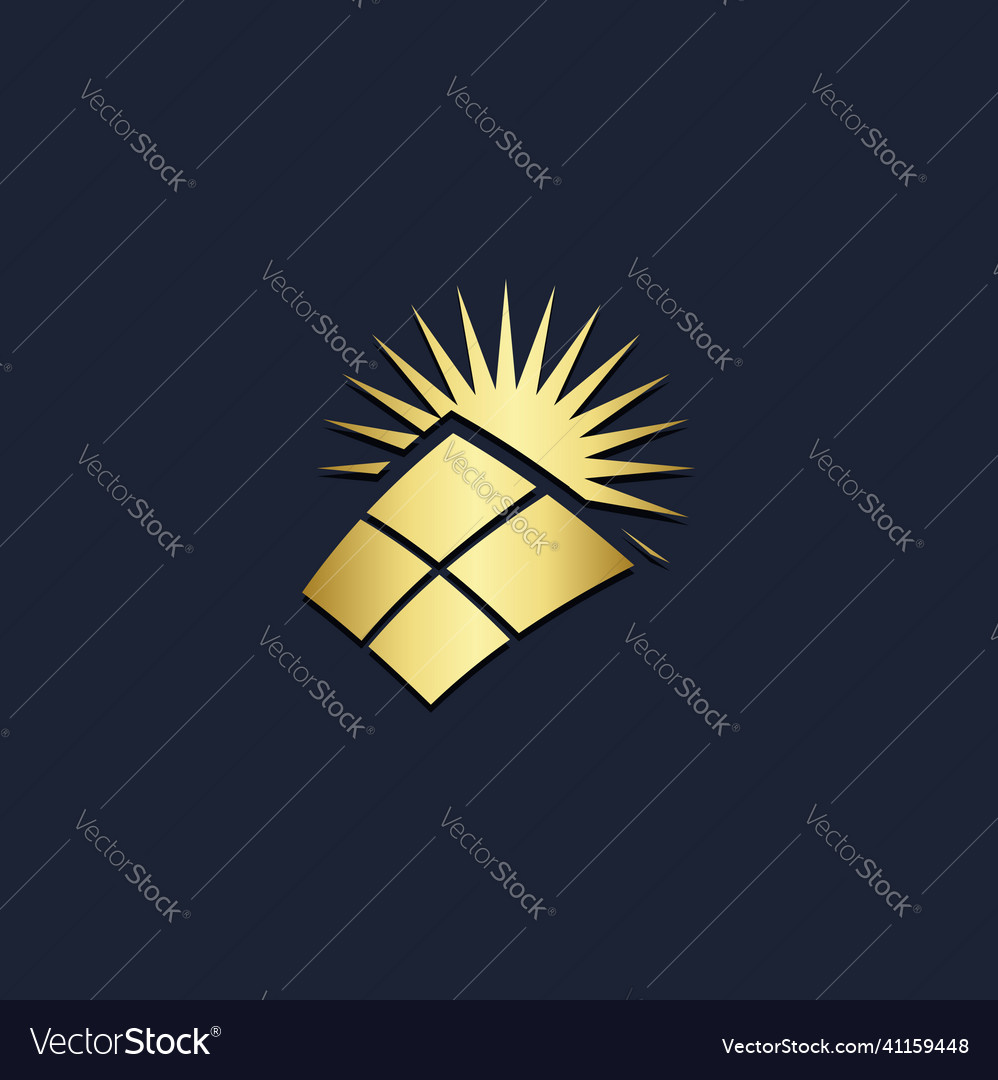 Solar panel gold logo Royalty Free Vector Image