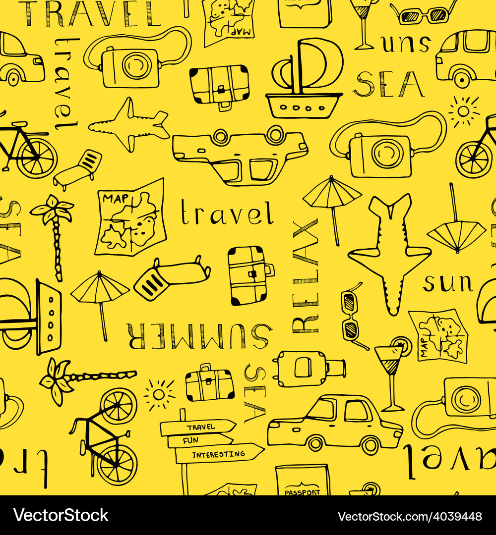 Vacation seamless pattern Royalty Free Vector Image