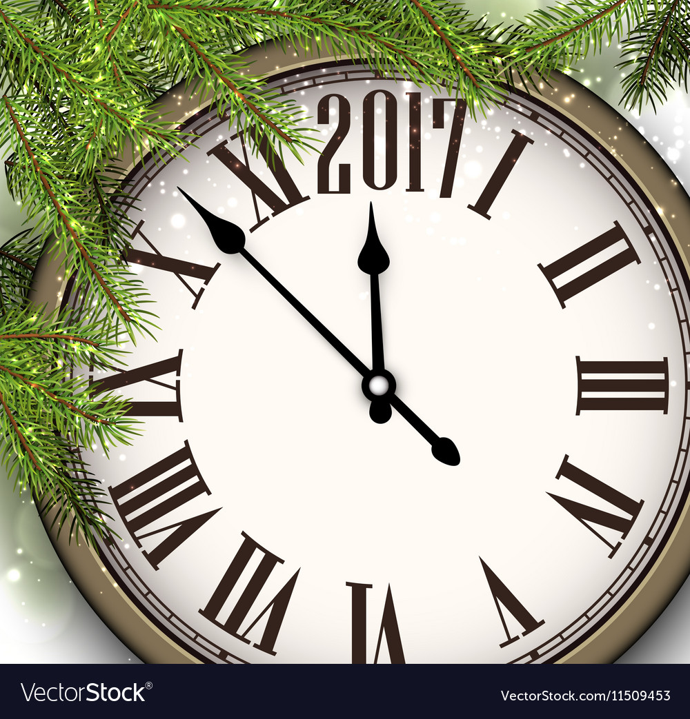 2017 new year background with clock