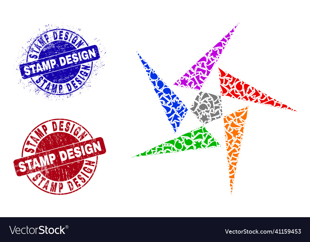 Abstraction mosaic of shards with stamp design